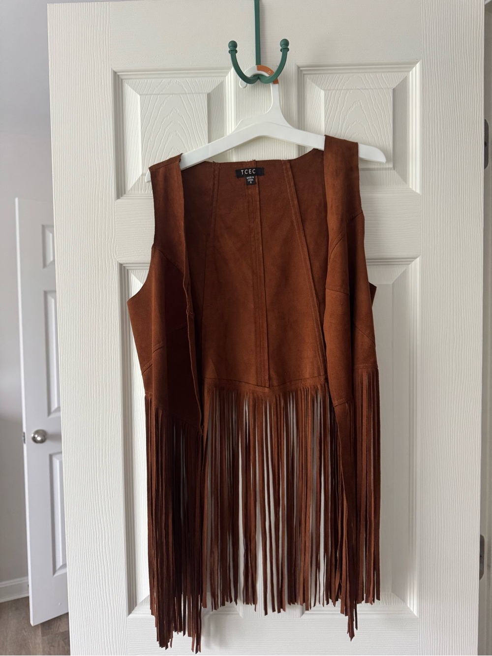 TCEC Suede Fringe Vest in Brown